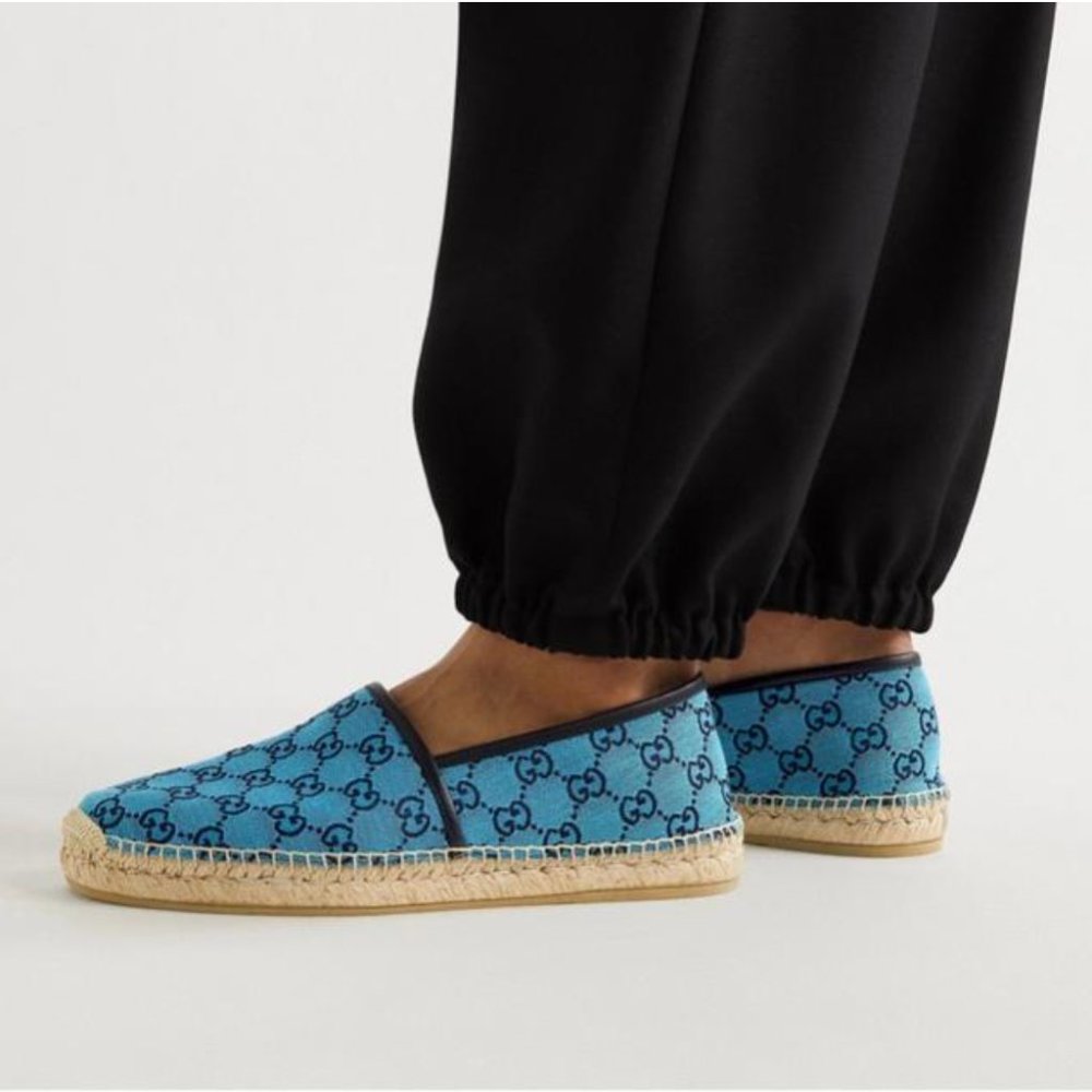 Gucci Blue GG Logo Multicolor Canvas Espadrilles Flats - Picture 5 of 12
